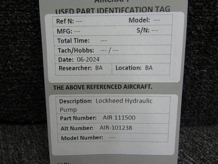 Lockheed AIR 111500 (Alt: AIR-101238) Lockheed Hydraulic Pump