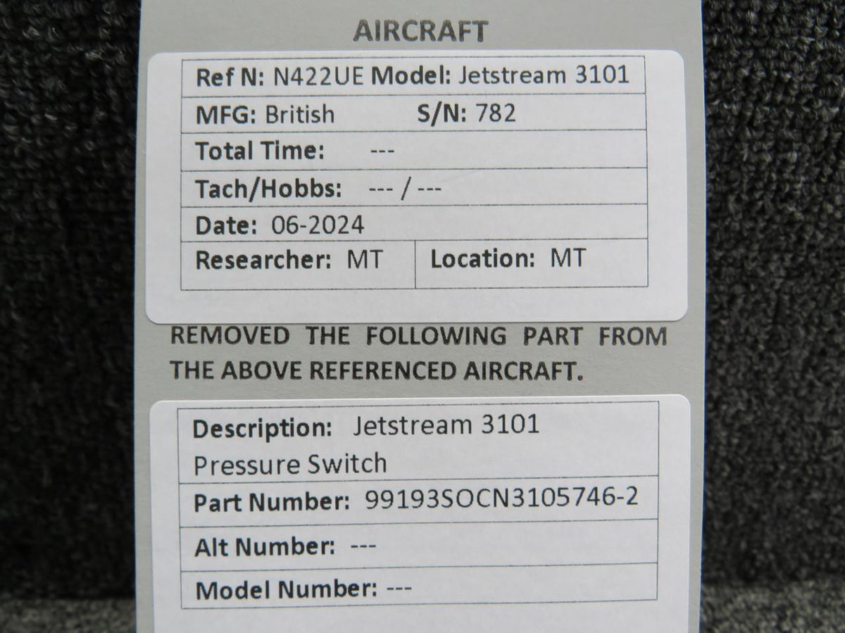 Does Not Apply 99193SOCN3105746-2 Jetstream 3101 Pressure Switch