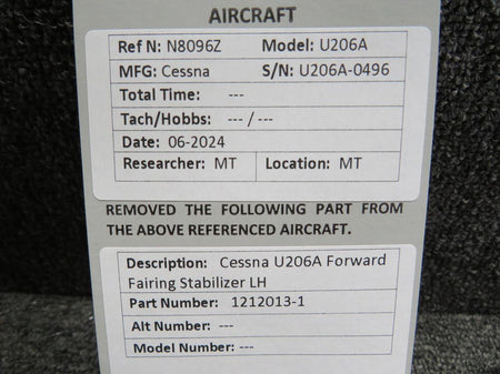 Does Not Apply 1212013-1 Cessna U206A Forward Fairing Stabilizer LH