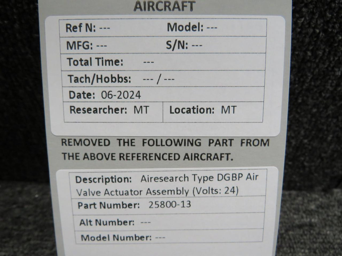 Airesearch 25800-13 Airesearch Type DGBP Air Valve Actuator Assembly (Volts: 24)
