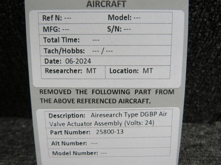 Airesearch 25800-13 Airesearch Type DGBP Air Valve Actuator Assembly (Volts: 24)
