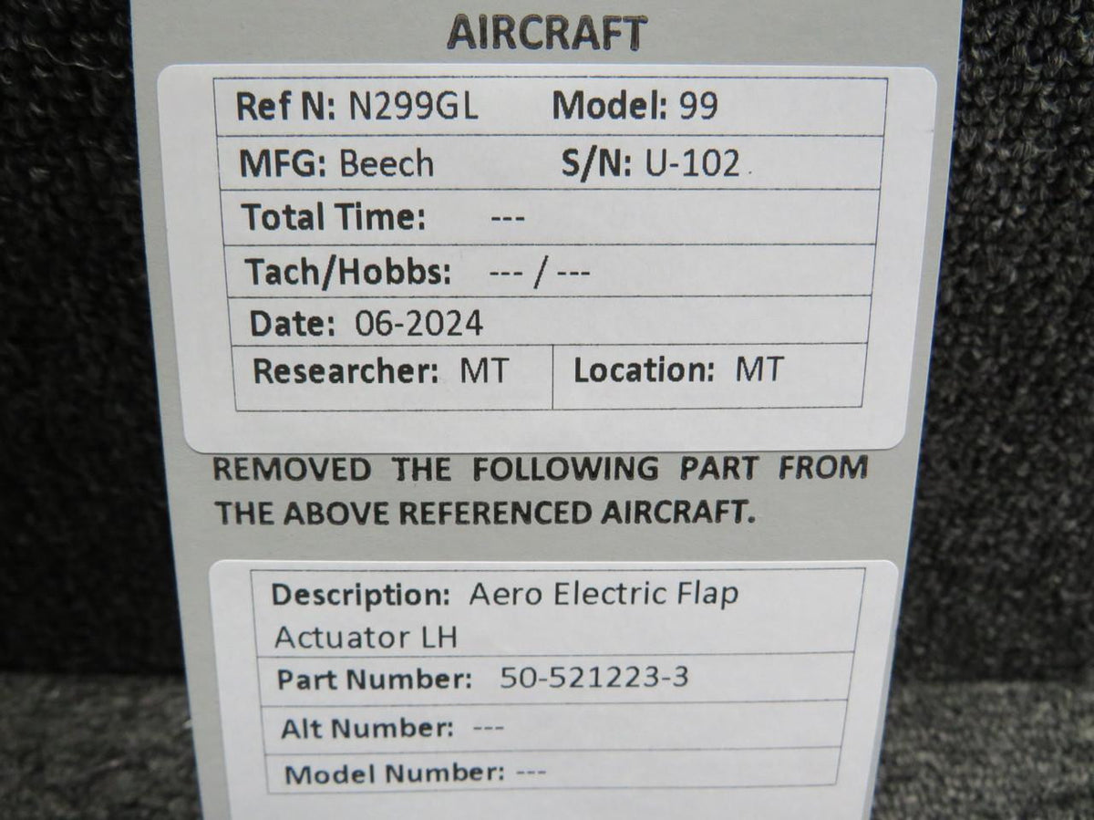 Aero Electric 50-521223-3 Aero Electric Flap Actuator LH