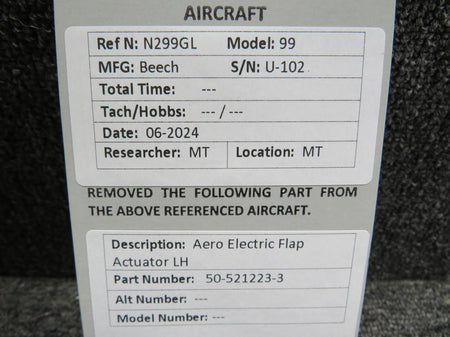 Aero Electric 50-521223-3 Aero Electric Flap Actuator LH