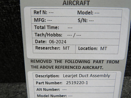 Learjet 2519220-1 Learjet Duct Assembly