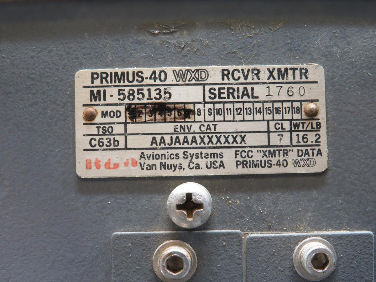 RCA 585135 RCA Primus-40 WXD Receiver Transmitter with Modifications