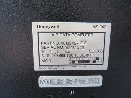 Honeywell 4013242-710 Honeywell AZ-242 Air Data Computer with Modifications