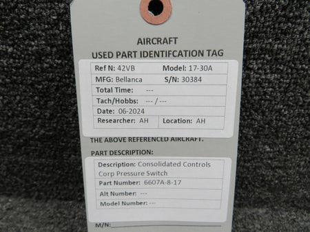 Consolidated Controls 6607A-8-17 Consolidated Controls Pressure Switch
