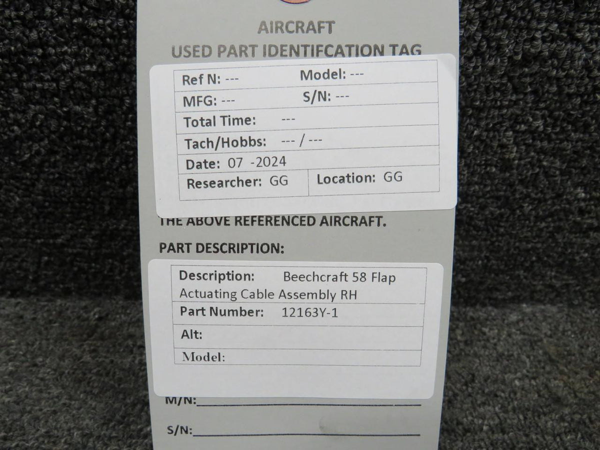 Beechcraft 12163Y-1 Beechcraft 58 Flap Actuating Cable Assembly RH