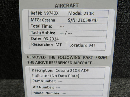 Does Not Apply Cessna 210B ADF Indicator (No Data Plate)