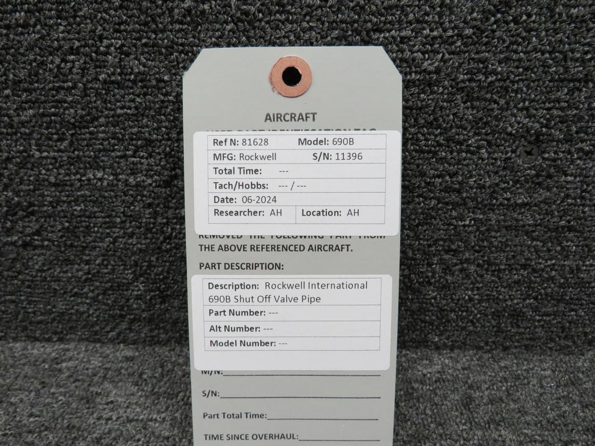 Rockwell International 690B Shut Off Valve Pipe