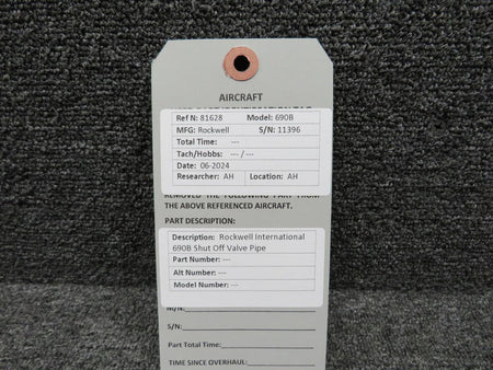 Rockwell International 690B Shut Off Valve Pipe