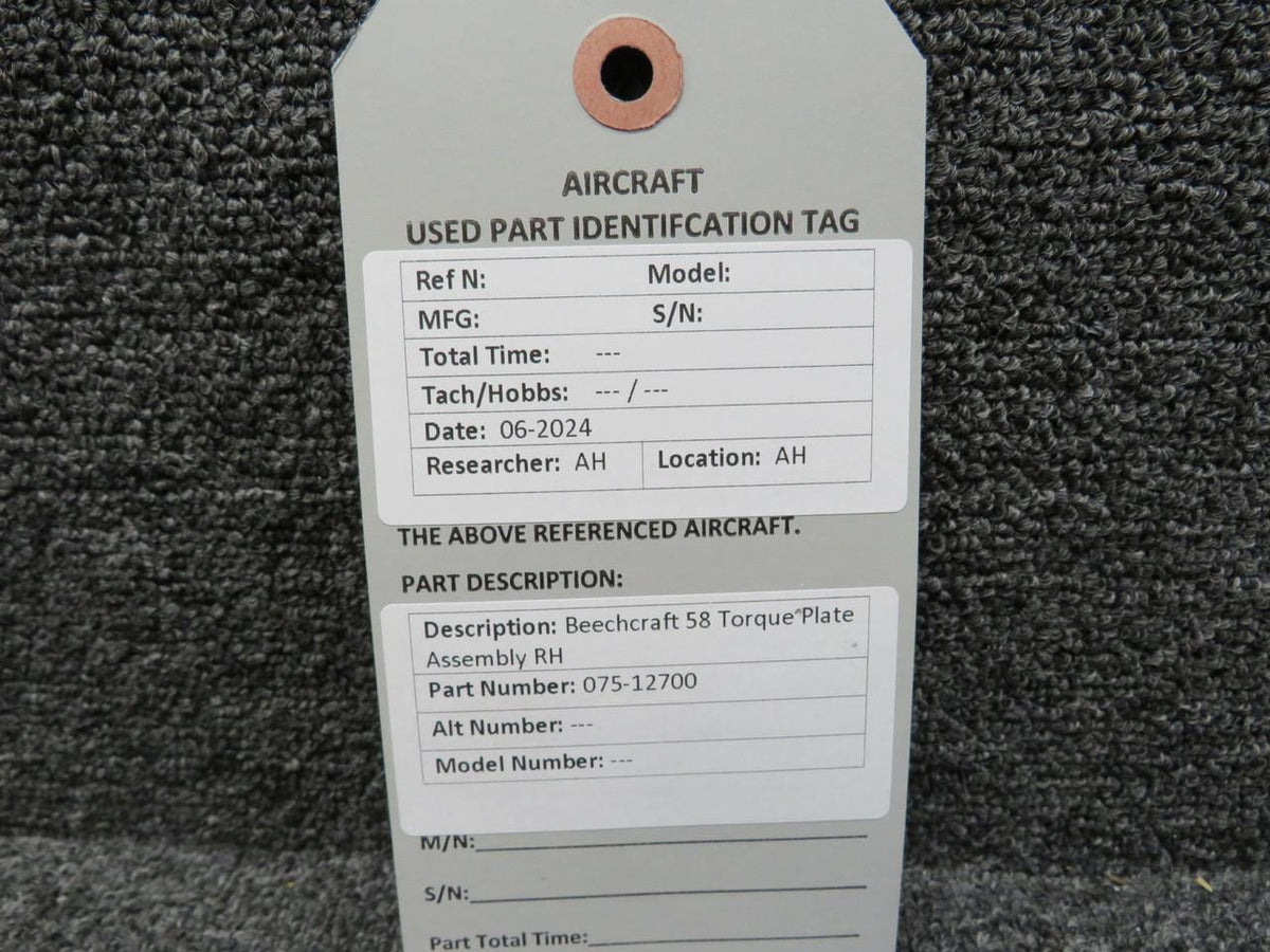 Beechcraft Parts 075-12700 Beechcraft 58 Torque Plate Assembly RH