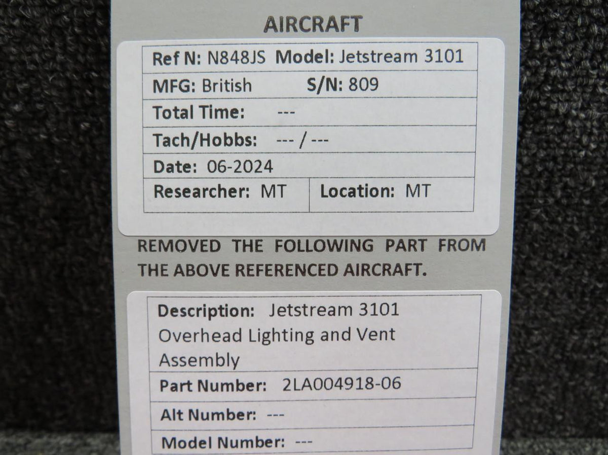 Does Not Apply 2LA004918-06 Jetstream 3101 Overhead Lighting and Vent Assembly