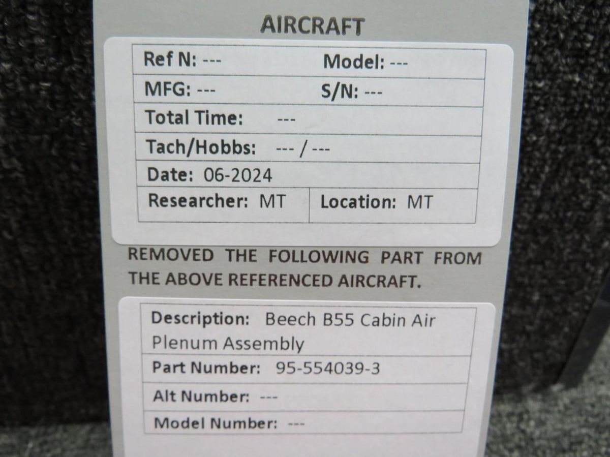 Does Not Apply 95-554039-3 Beechcraft B55 Cabin Air Plenum Assembly