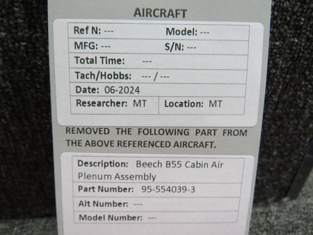 Does Not Apply 95-554039-3 Beechcraft B55 Cabin Air Plenum Assembly