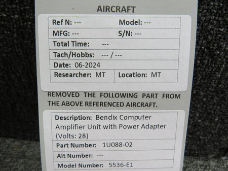 Bendix 1U088-02 Bendix 5536-E1 Computer Amplifier Unit with Power Adapter (Volts: 28)