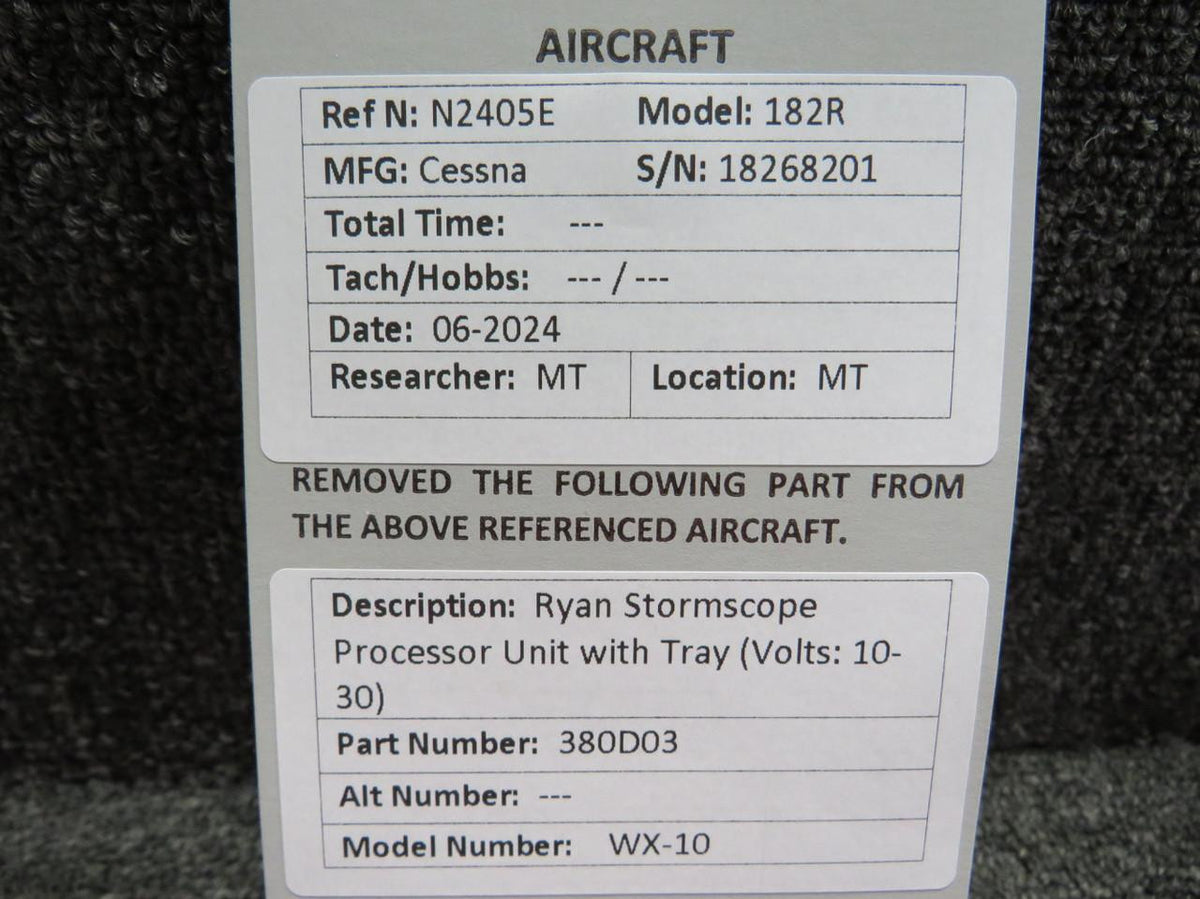 Ryan 380D03 Ryan WX-10 Stormscope Processor Unit with Tray (Volts: 10-30)