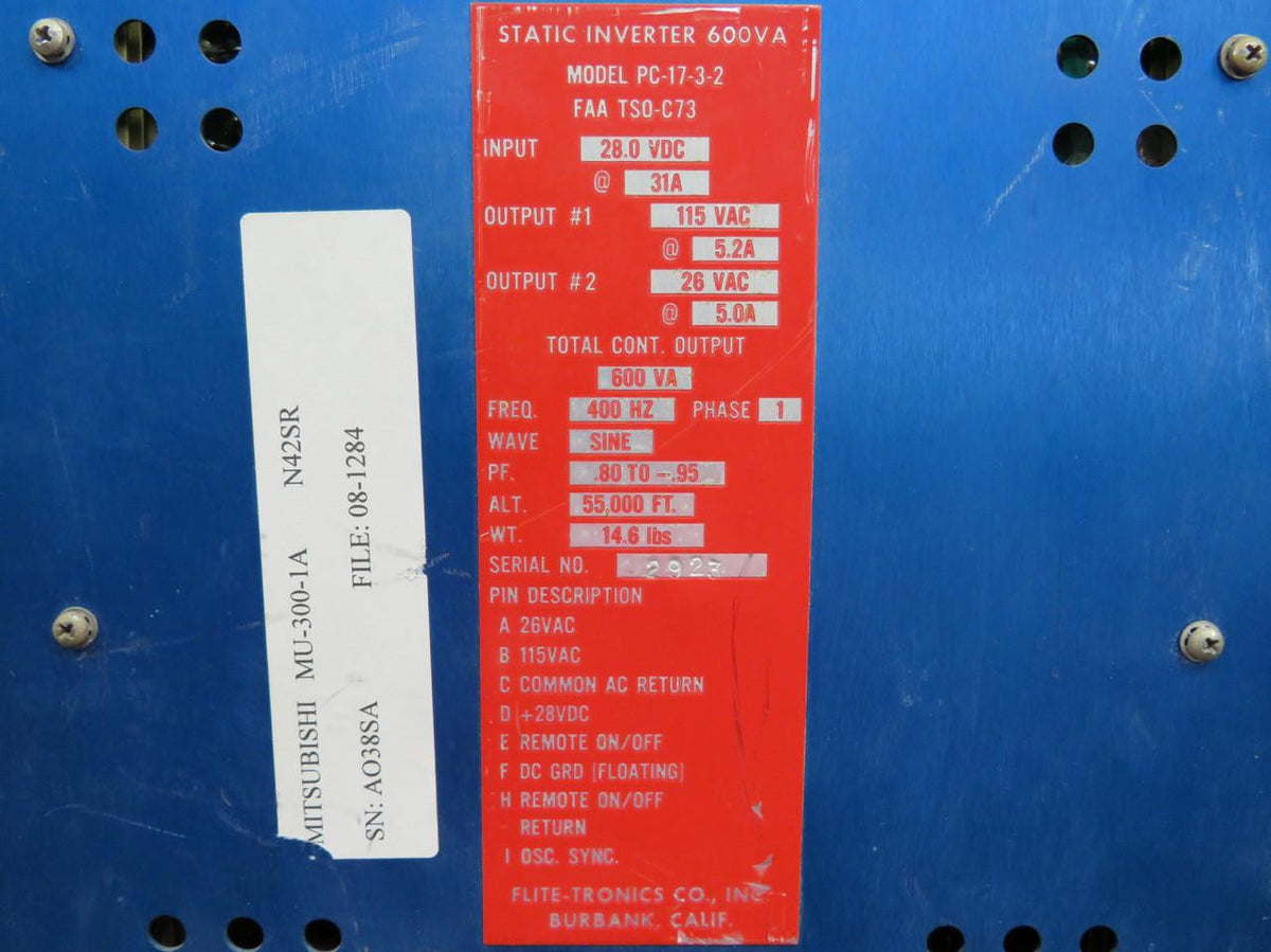 Flite-Tronics PC-17-3-2 Flite-Tronics Static Inverter Unit (Volts: 28)