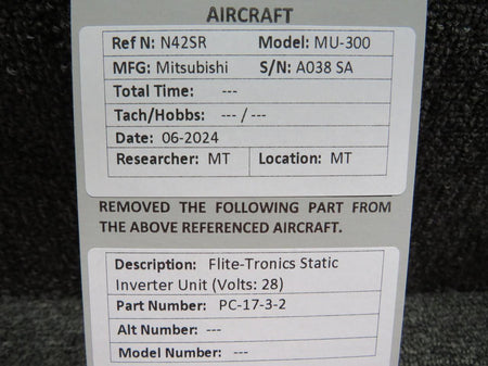 Flite-Tronics PC-17-3-2 Flite-Tronics Static Inverter Unit (Volts: 28)