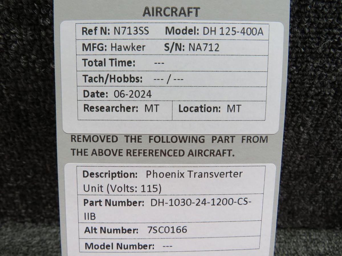 Phoenix DH-1030-24-1200-CS-IIB (Alt: 7SC0166) Phoenix Transverter Unit (Volts: 115)