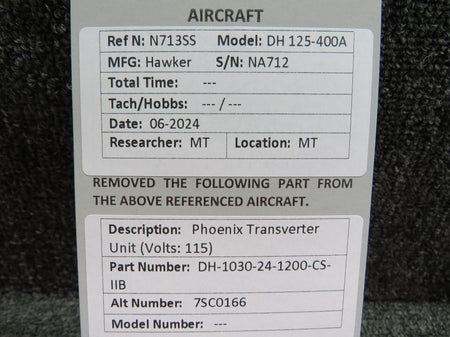 Phoenix DH-1030-24-1200-CS-IIB (Alt: 7SC0166) Phoenix Transverter Unit (Volts: 115)