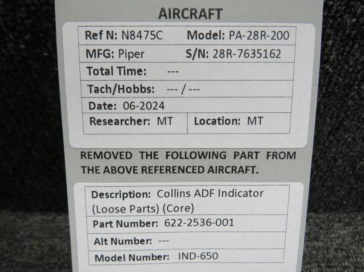 Collins 622-2536-001 Collins IND-650 ADF Indicator (Loose Parts) (Core)