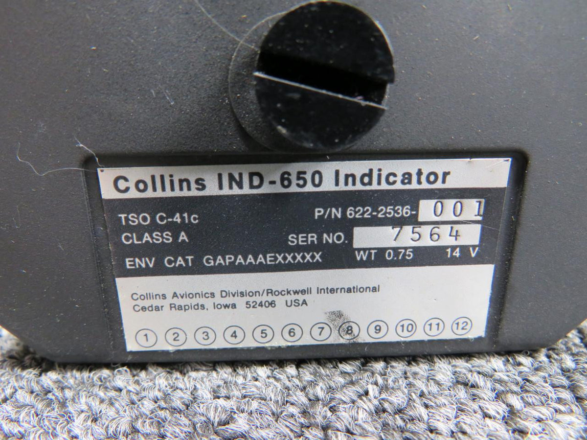 Collins 622-2536-001 Collins IND-650 ADF Indicator (Loose Parts) (Core)