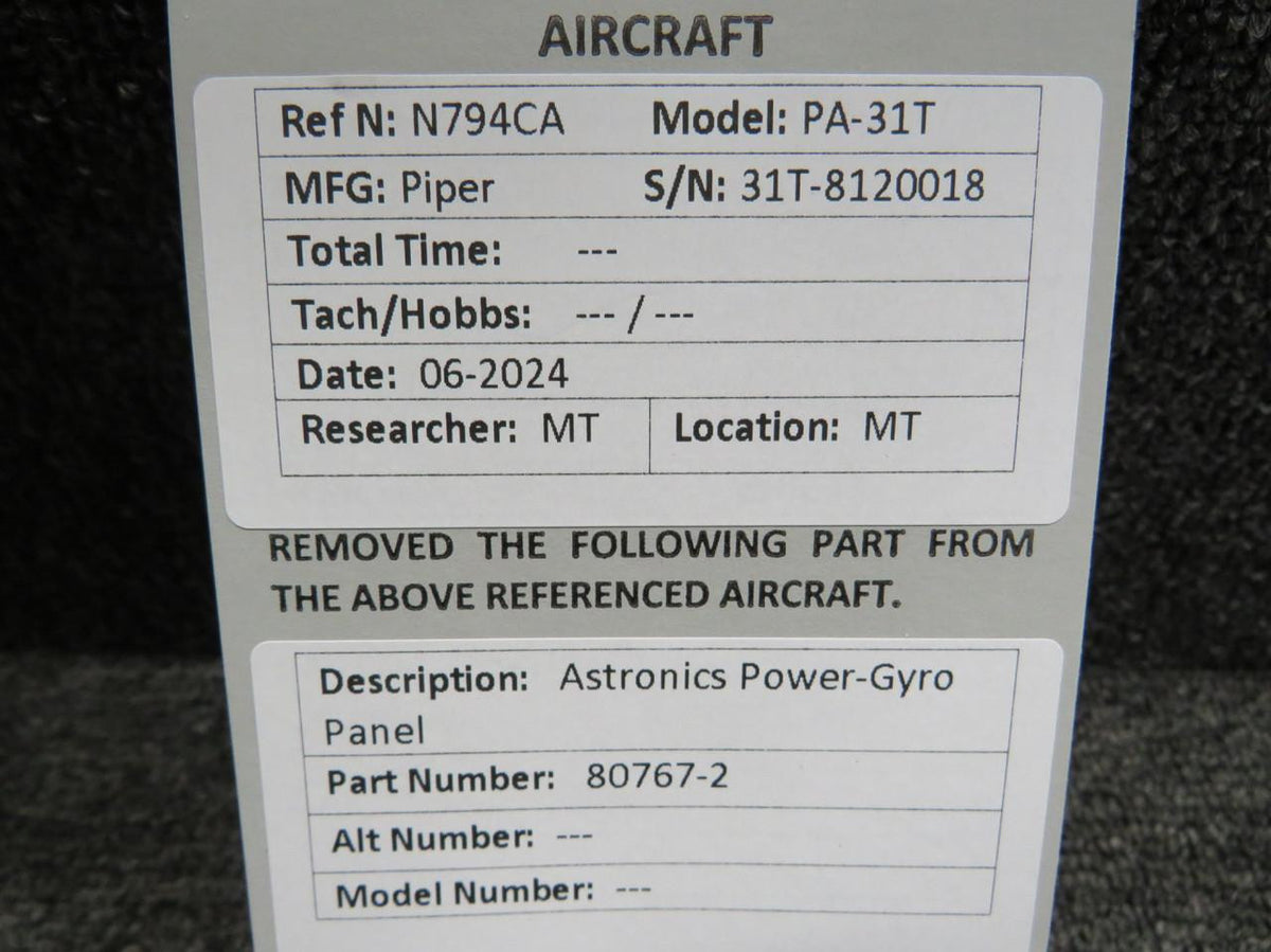 Astronics 80767-2 Astronics Power-Gyro Panel