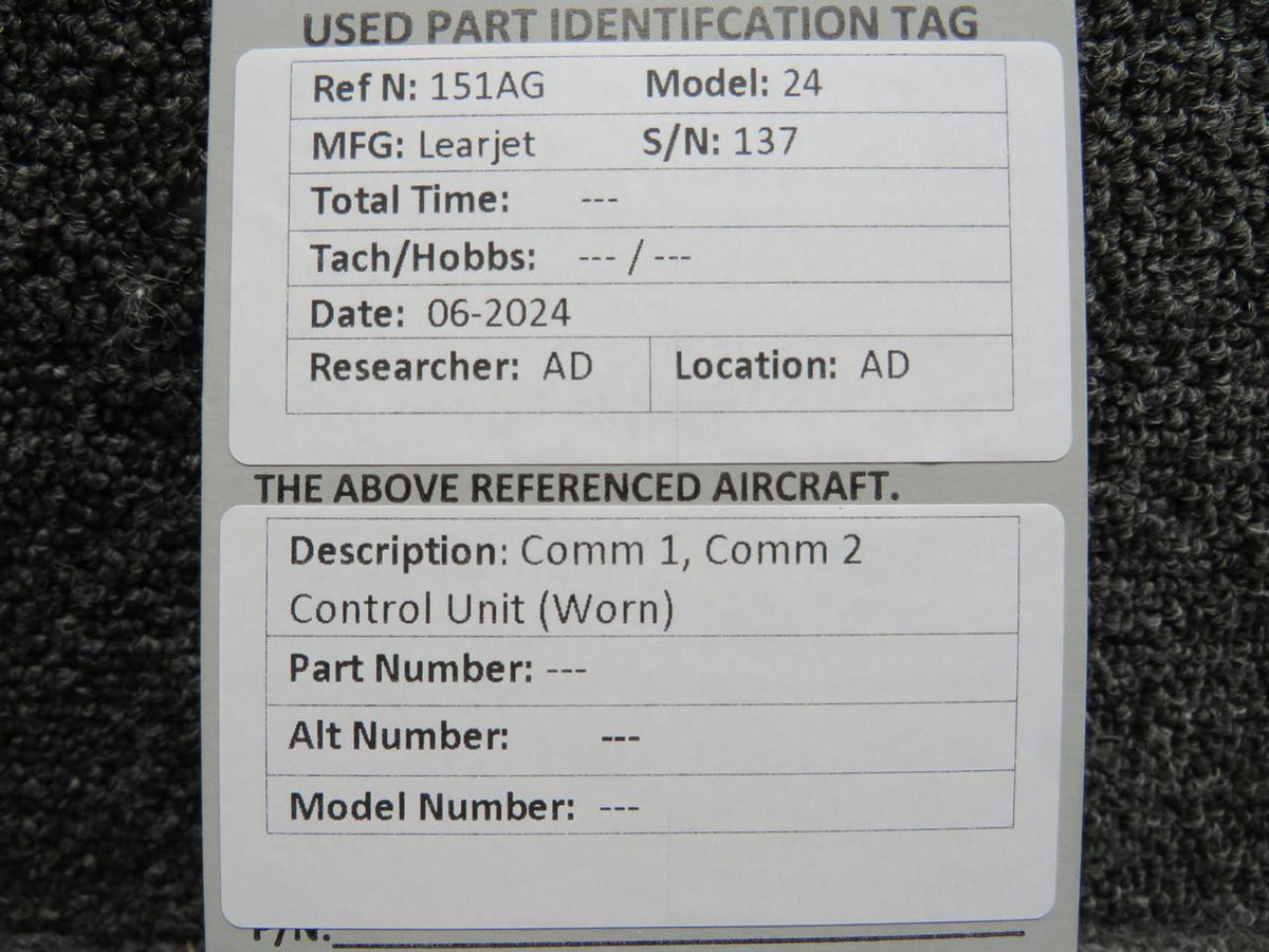 Does Not Apply Comm 1, Comm 2 Control Unit (Worn)