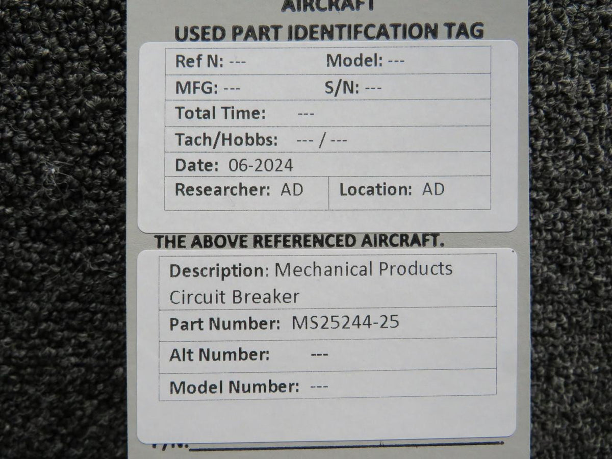 Mechanical Products MS25244-25 Mechanical Products Circuit Breaker (Amps: 25)