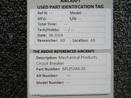 Mechanical Products MS25244-25 Mechanical Products Circuit Breaker (Amps: 25)