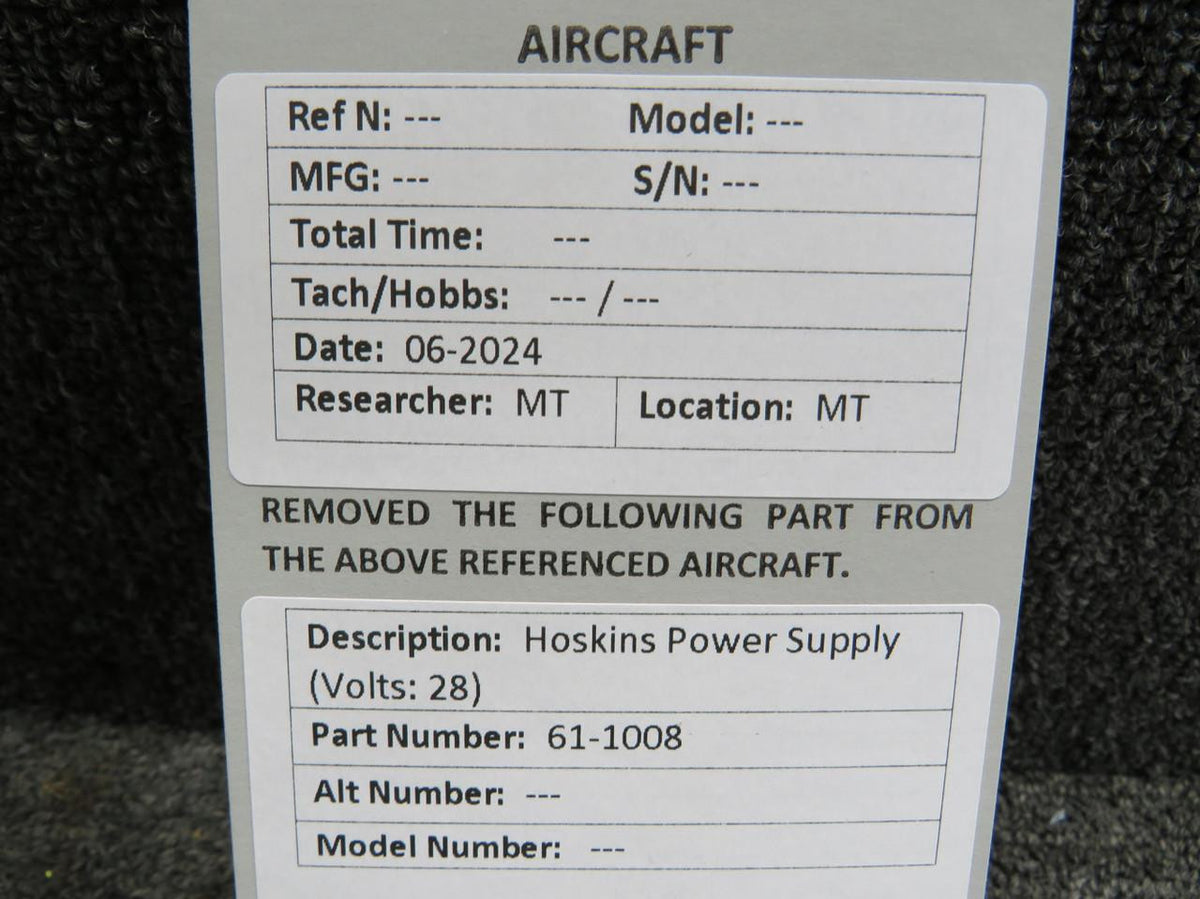 Hoskins 61-1008 Hoskins Power Supply (Volts: 28)