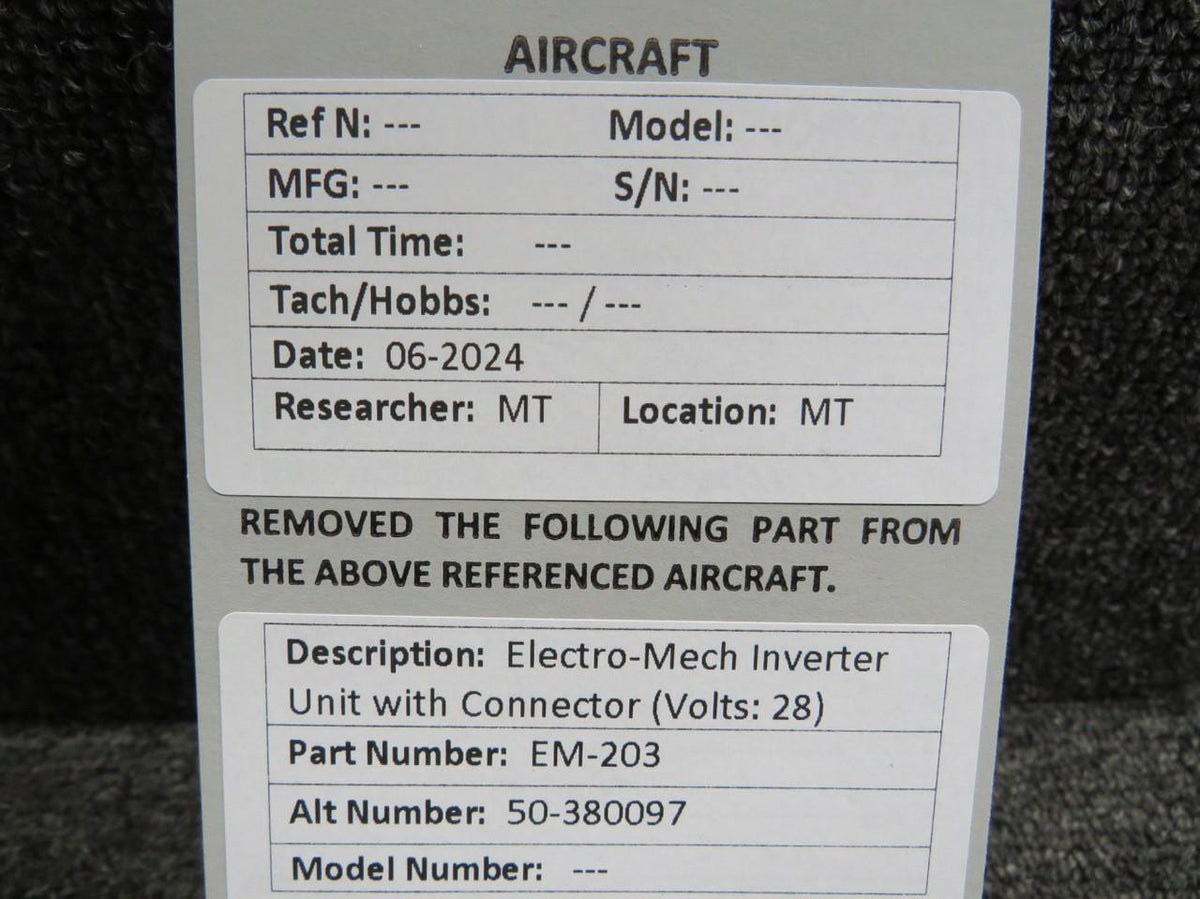 Electro-Mech EM-203 (Alt: 50-380097) Electro-Mech Inverter Unit with Connector (Volts: 28)