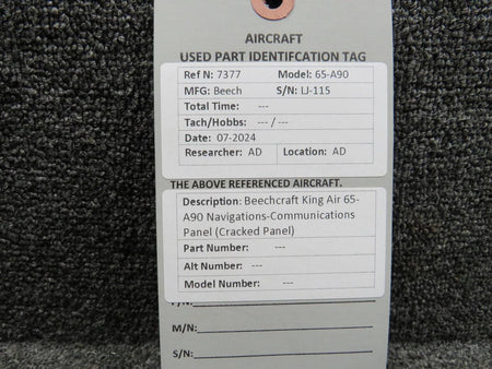 Does Not Apply Beechcraft King Air 65-A90 Navigations-Communications Panel (Cracked Panel)