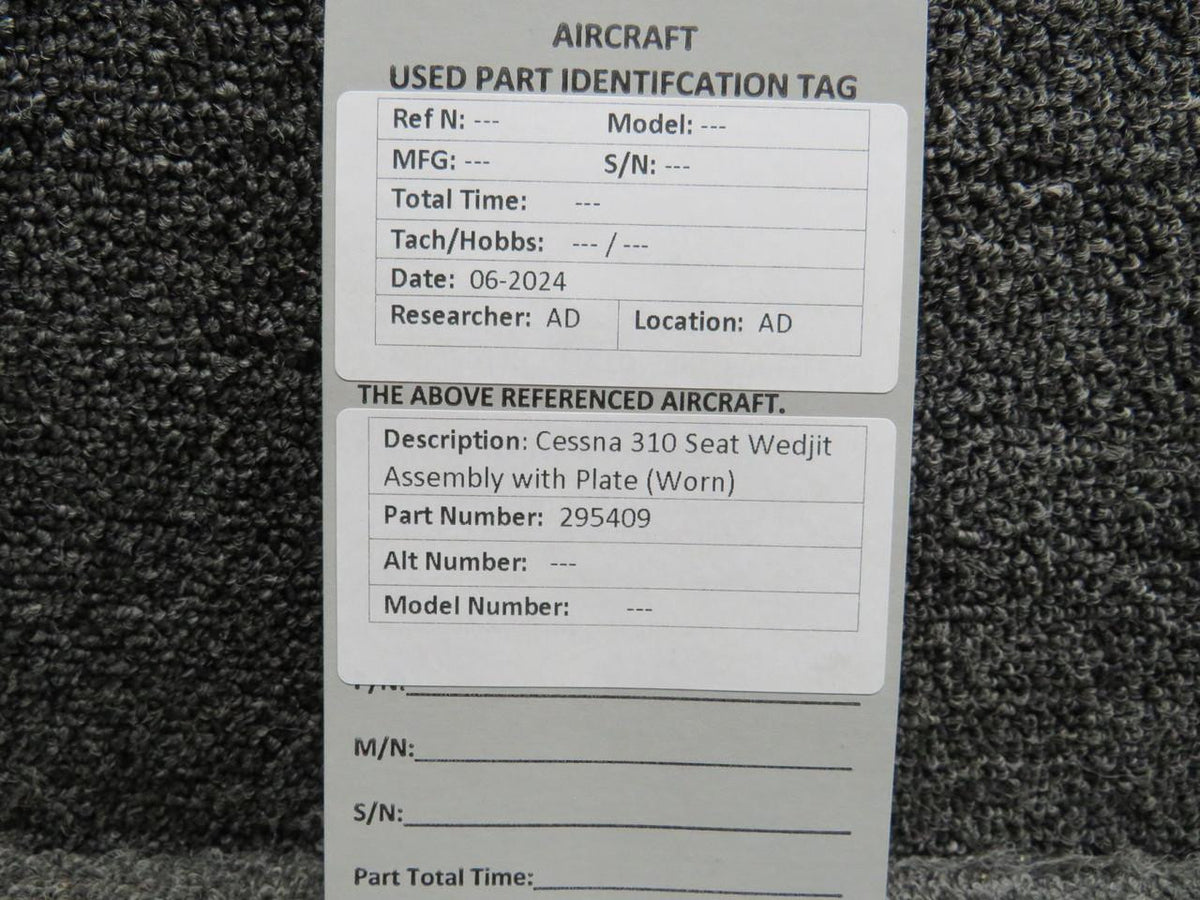 Does Not Apply 295409 Cessna 310 Seat Wedjit Assembly with Plate (Worn)