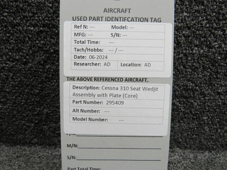 Does Not Apply 295409 Cessna 310 Seat Wedjit Assembly with Plate (Core)