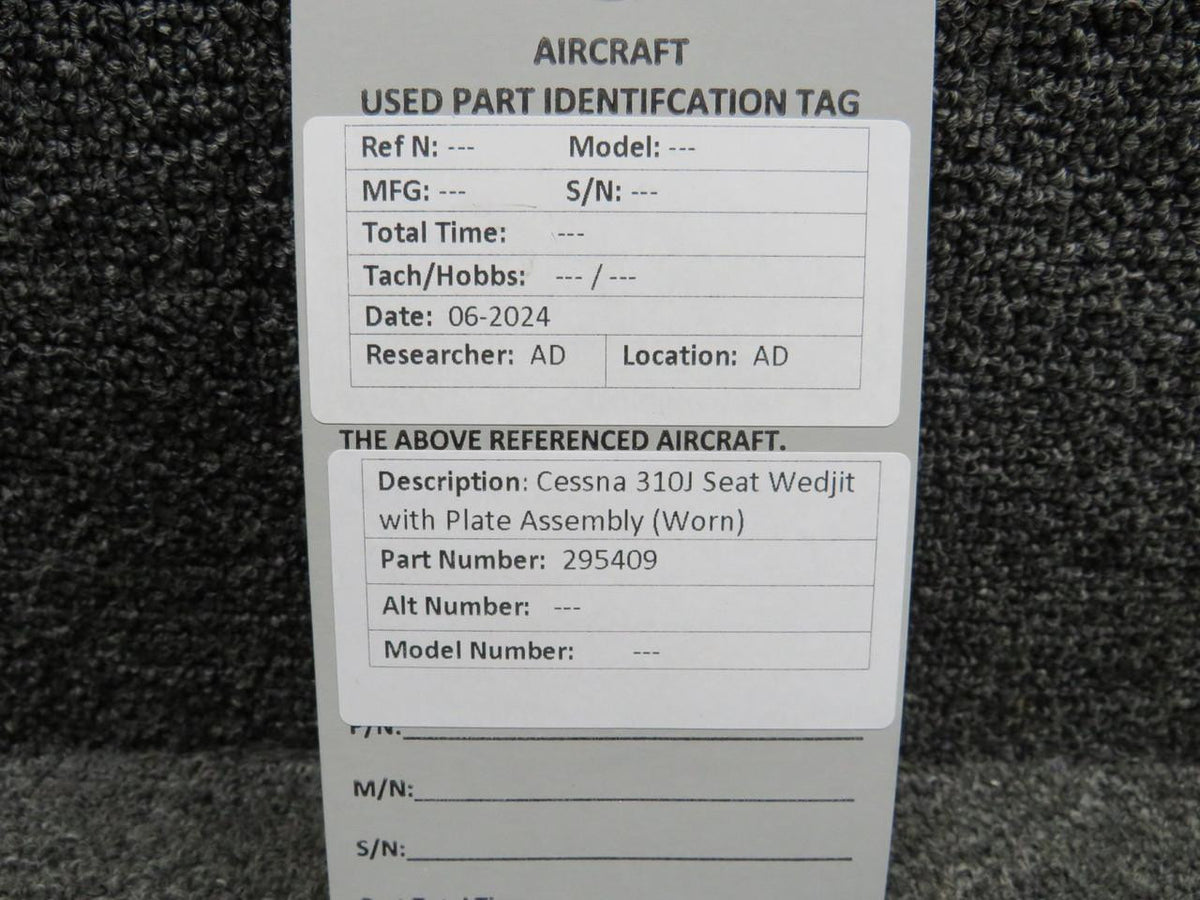 Does Not Apply 295409 Cessna 310J Seat Wedjit with Plate Assembly (Worn)
