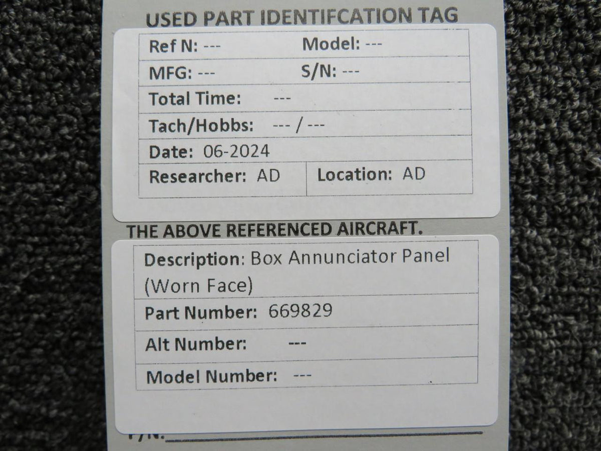 Does Not Apply 669829 Box Annunciator Panel (Worn Face)