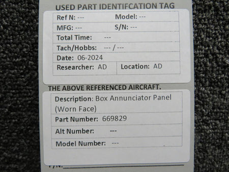 Does Not Apply 669829 Box Annunciator Panel (Worn Face)