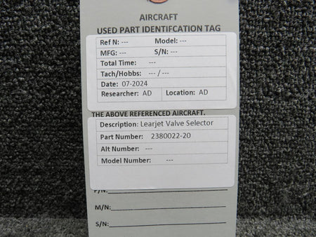 Learjet 2380022-20 Learjet Valve Selector