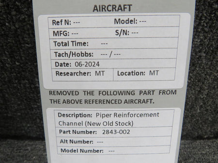 piper 02843-002 Piper Reinforcement Channel (New Old Stock)