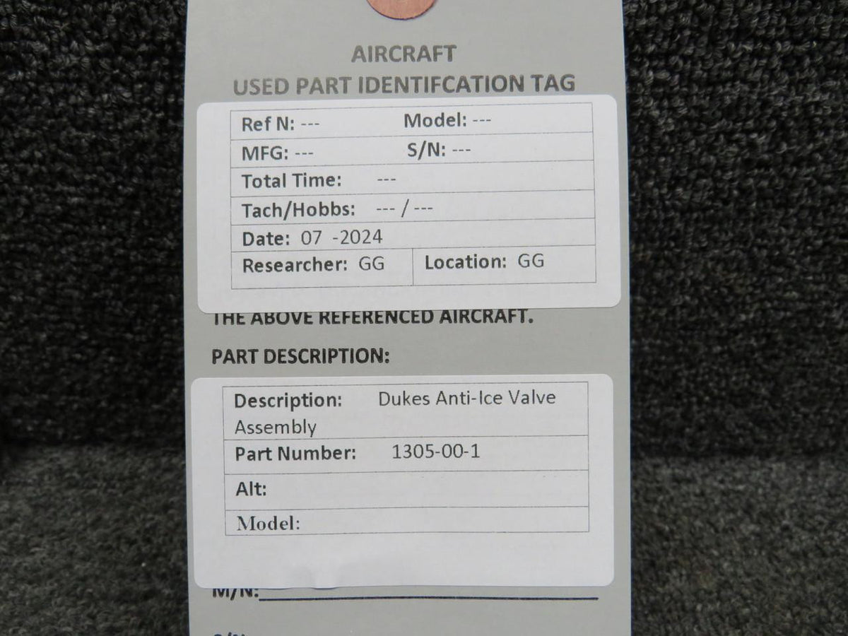 Dukes 1305-00-1 Dukes Anti-Ice Valve Assembly