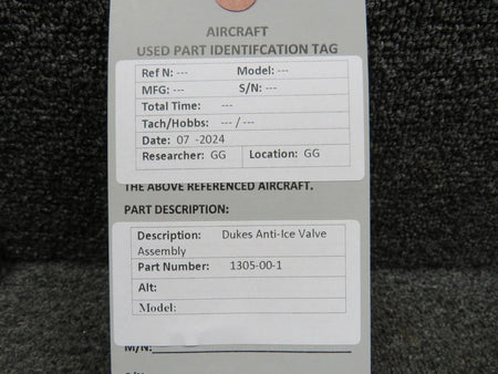 Dukes 1305-00-1 Dukes Anti-Ice Valve Assembly
