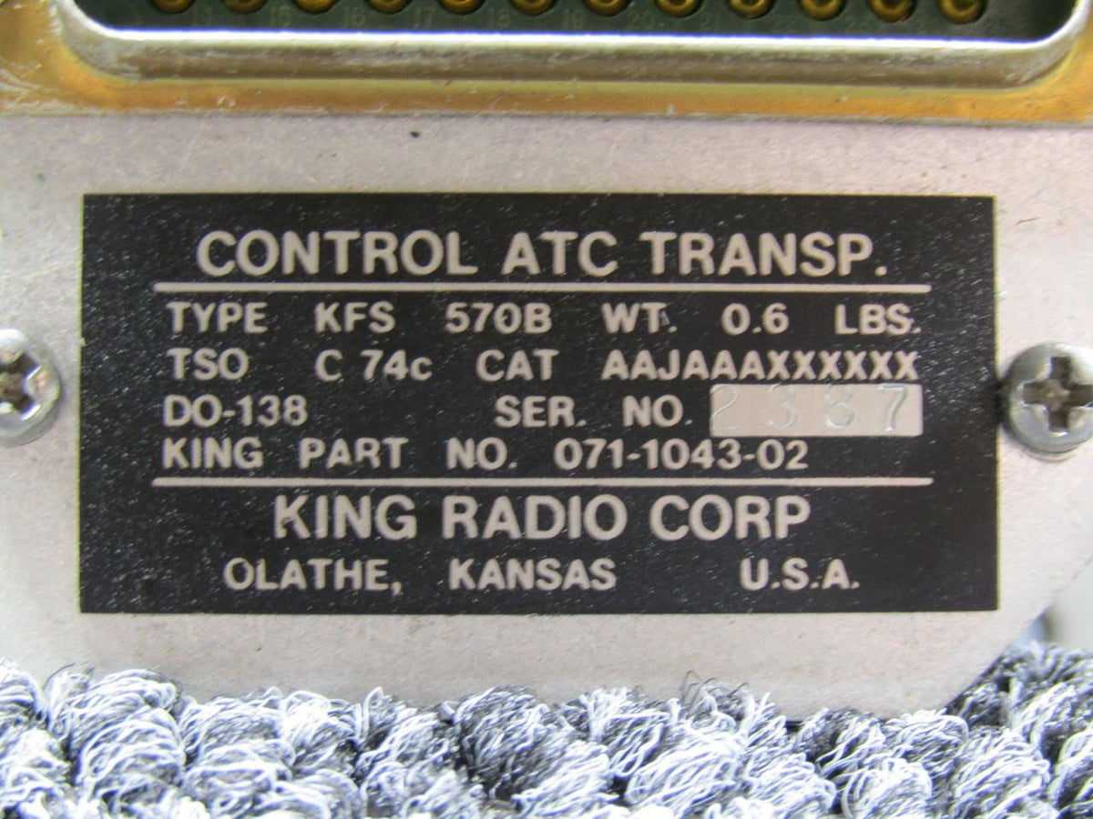 King Radio 071-1043-02 King Radio KFS-570B Control ATC Transponder