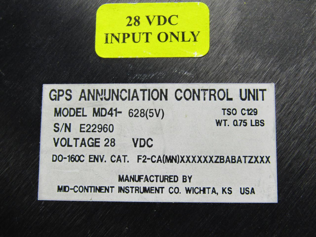 Mid-Continent MD41-628 Mid-Continent GPS Annunciations Control Unit (28V)
