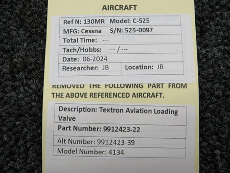 textron 9912423-22 (Use: 9912423-39) Textron Aviation Loading Valve