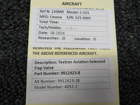 textron 9912423-8 (Use: 9912423-29) Textron Aviation Solenoid Flap Valve