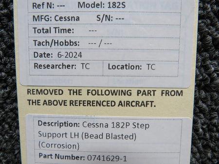 Cessna Aircraft Parts 0741629-1 Cessna 182S Step Support LH (Bead Blasted) (Corrosion)