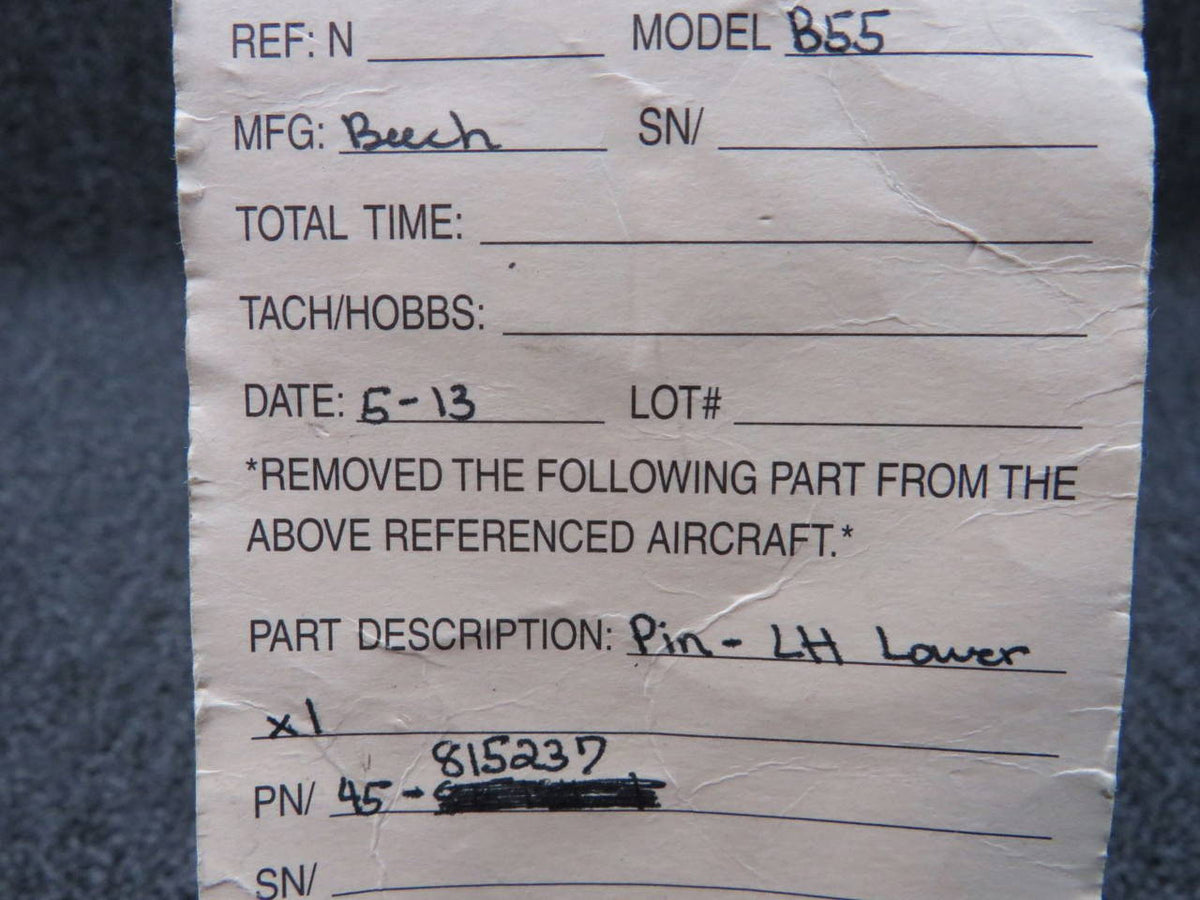45-815237 Beechcraft Main Gear Torque Knee Pin BAS Part Sales | Airplane Parts