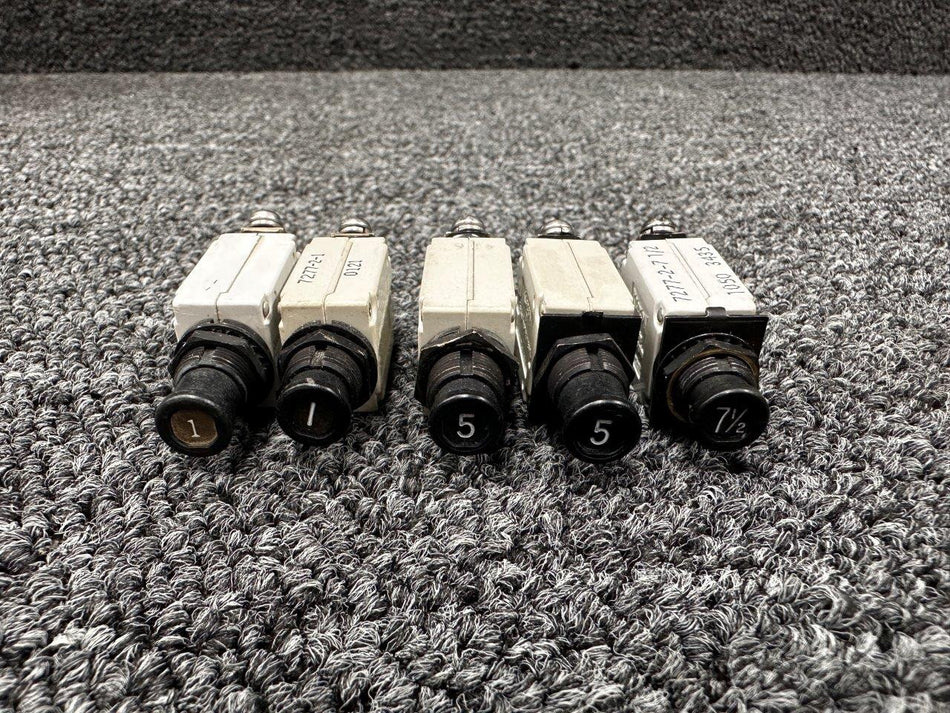7277-2 Klixon Circuit Breaker Set of 5 (Amps: 1, 5, 7.5)